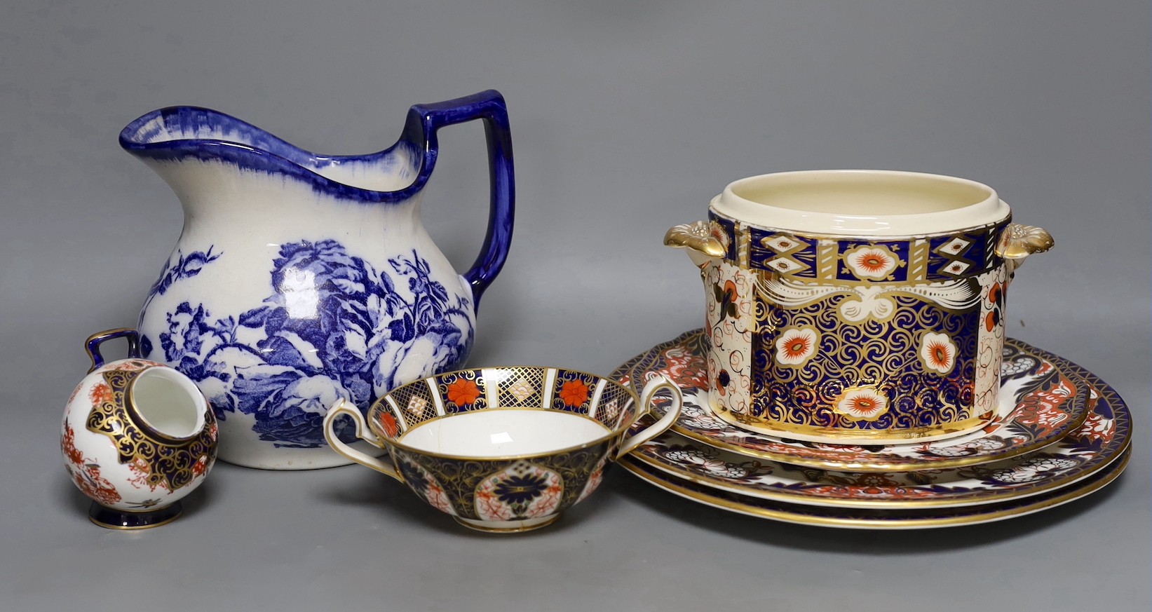 Royal Crown Derby tableware and blue and white jug